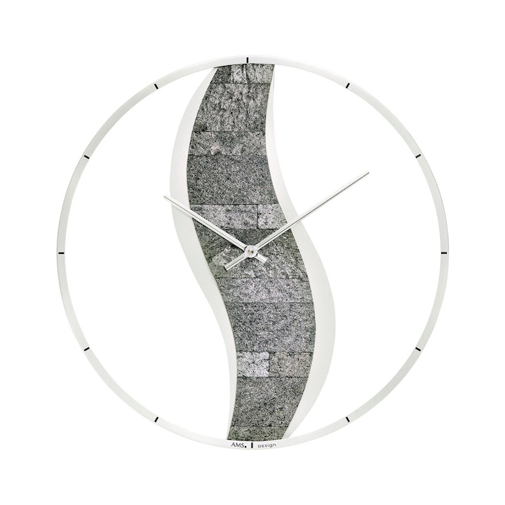 Стенен часовник ams 9646, кварцов, бял, аналогов, модерен