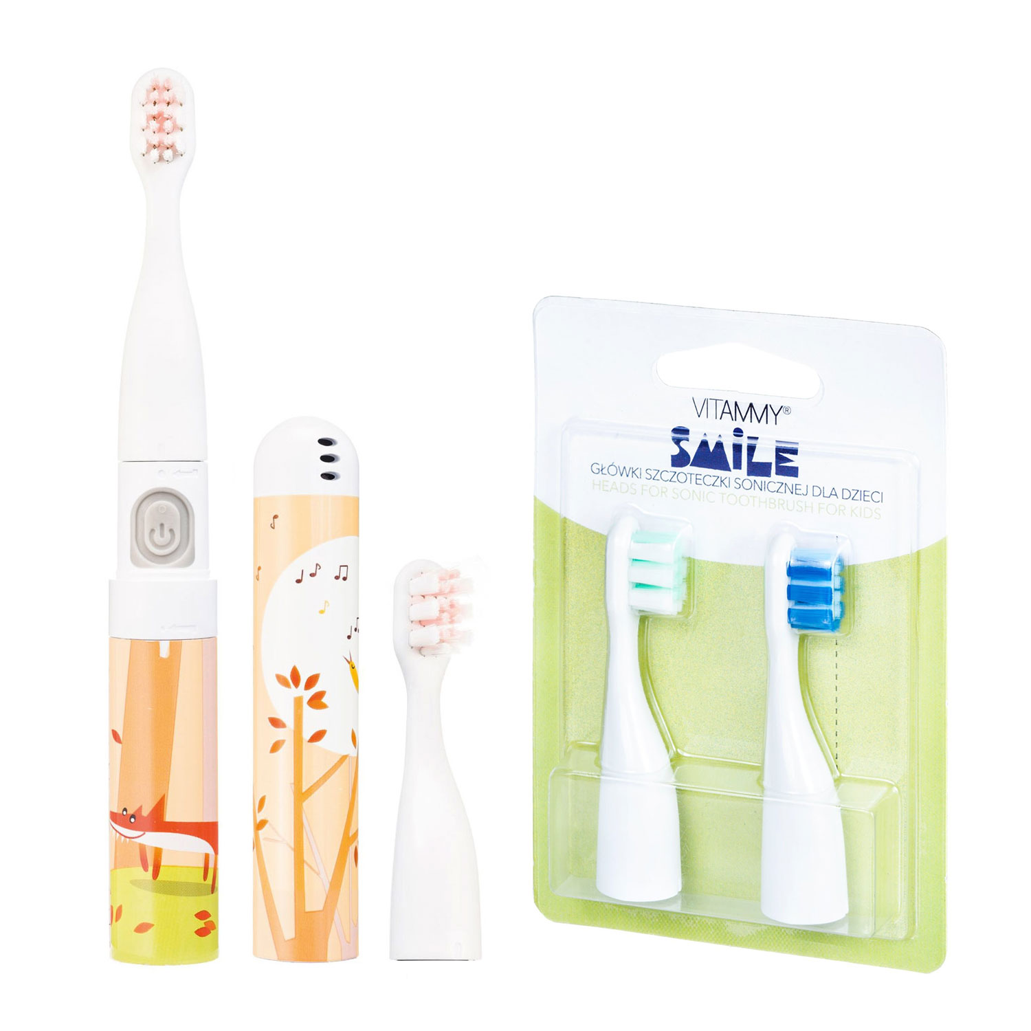 Set periuta de dinti electrica VITAMMY Smile, Animatie Vulpe, TB8041F plus 2 rezerve periuta Smile