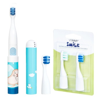 Set periuta de dinti electrica VITAMMY Smile, Animatie Morsa plus 2 rezerve periuta Smile Set periuta de dinti electrica VITAMMY Smile, Animatie Morsa plus 2 rezerve periuta Smile