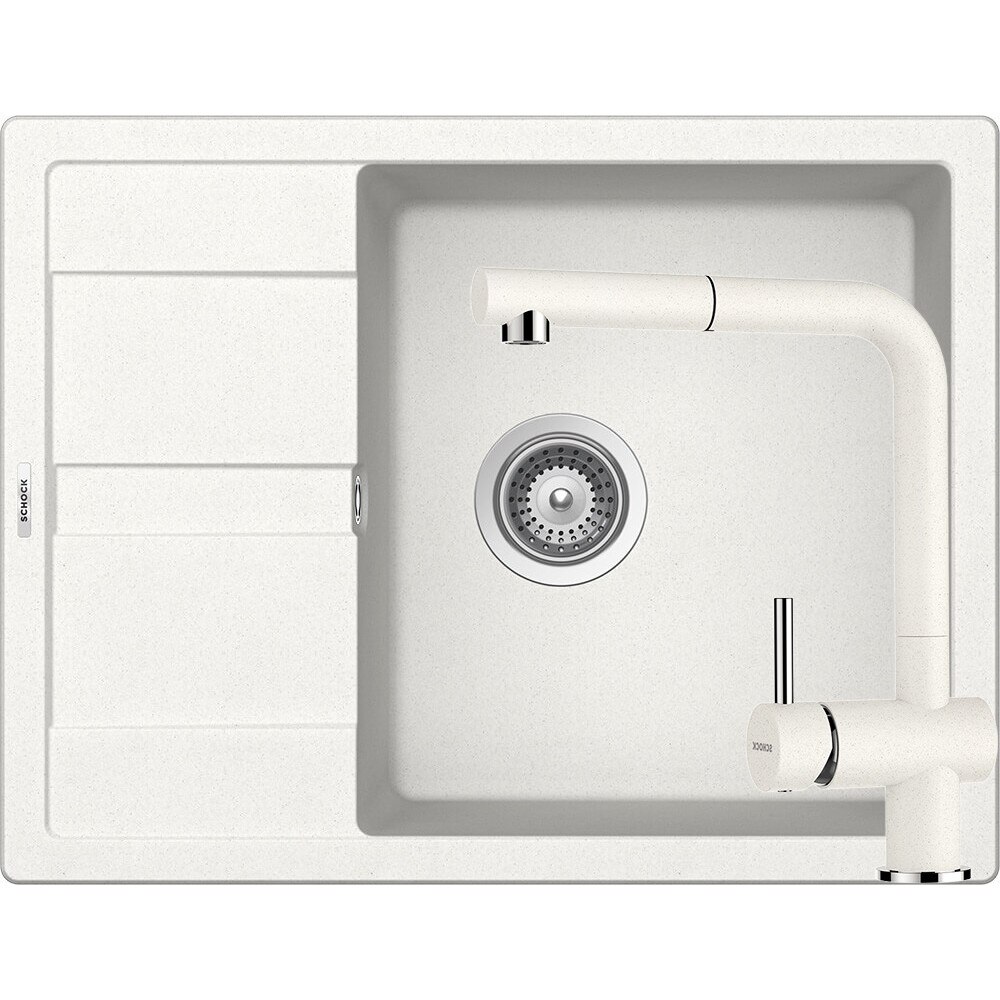 Kit chiuveta Schock Ronda D-100L 650 x 500 mm si baterie Schock Epos cu Dus Extractibil Alpina Cristalite