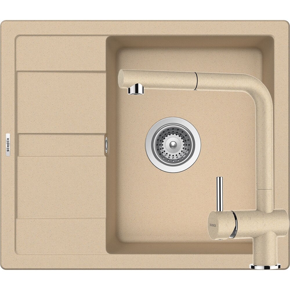 Kit chiuveta Schock Ronda D-100 580 x 500 mm si baterie Schock Epos cu Dus Extractibil Moonstone Cristalite