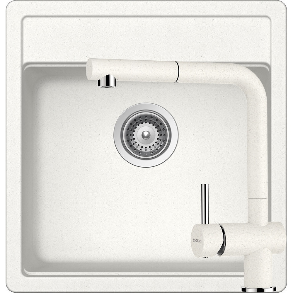 Kit chiuveta Schock Nemo N-100S 490 x 510 mm si baterie Schock Epos cu Dus Extractibil Alpina Cristalite