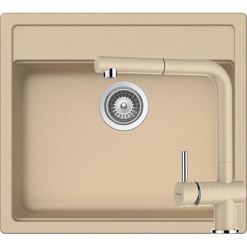 Kit chiuveta Schock Nemo N-100 570 x 510 mm si baterie Schock Epos cu Dus Extractibil Moonstone Cristalite