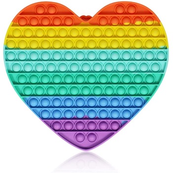 Jucarie antistres din silicon Pop it now, Inima, multicolor, urias Jucarie antistres din silicon Pop it now, Inima, multicolor, urias