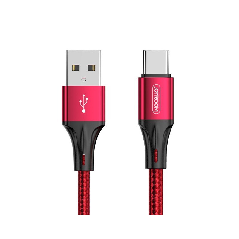 Cablu Date Incarcare Joyroom Usb La Usb Type-c, 3a, Lungime 1m, Textil, Rosu S-1030n1
