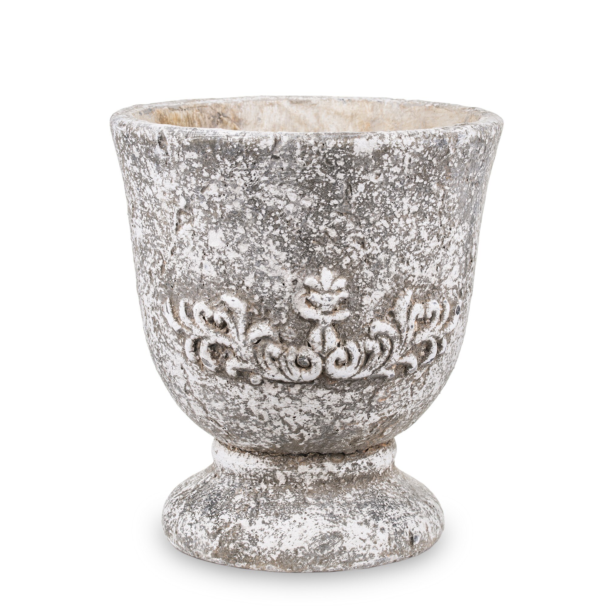 Ghiveci piatra, pe picior, gri antichizat, 18,5 x 16,5 cm