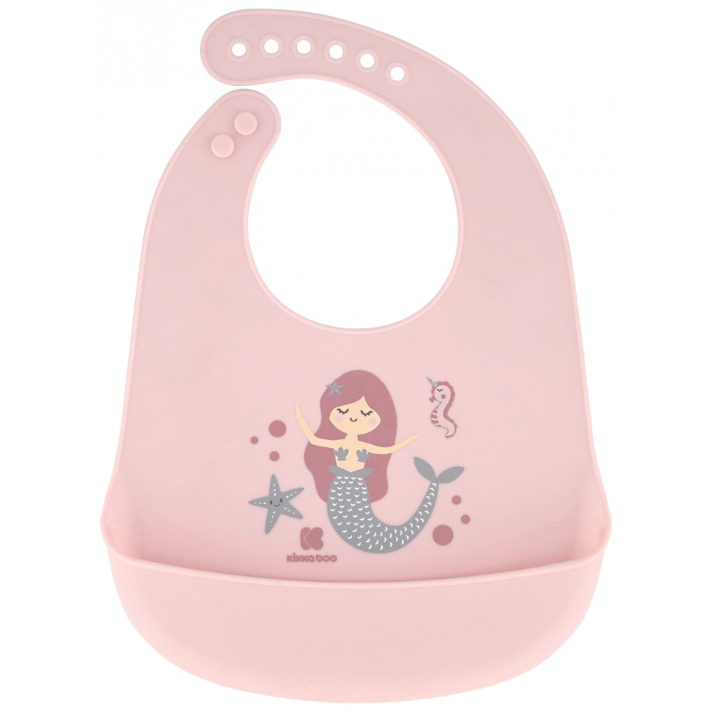 Baveta cu buzunar din silicon KikkaBoo Sea World Mermaid