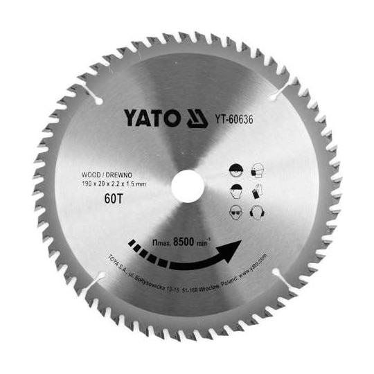 Disc circular pentru lemn Yato 190X60TX20mm
