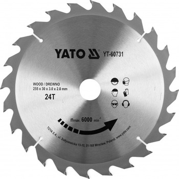 Disc circular pentru lemn Yato 255X24TX30mm Disc circular pentru lemn Yato 255X24TX30mm