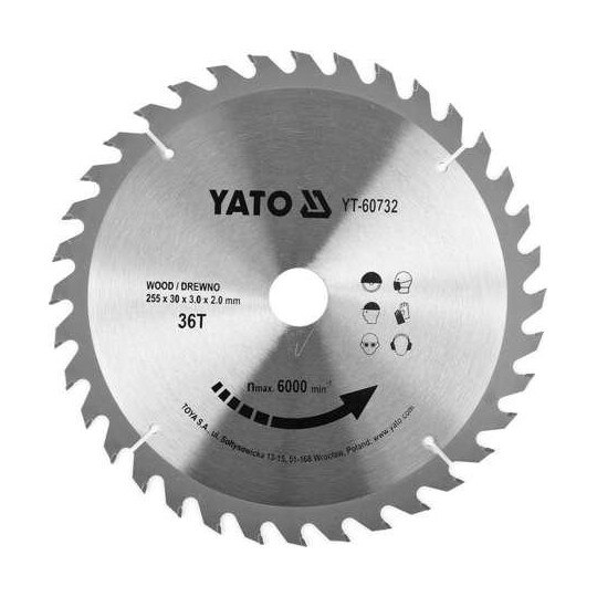 Disc circular pentru lemn Yato 255X36TX30mm