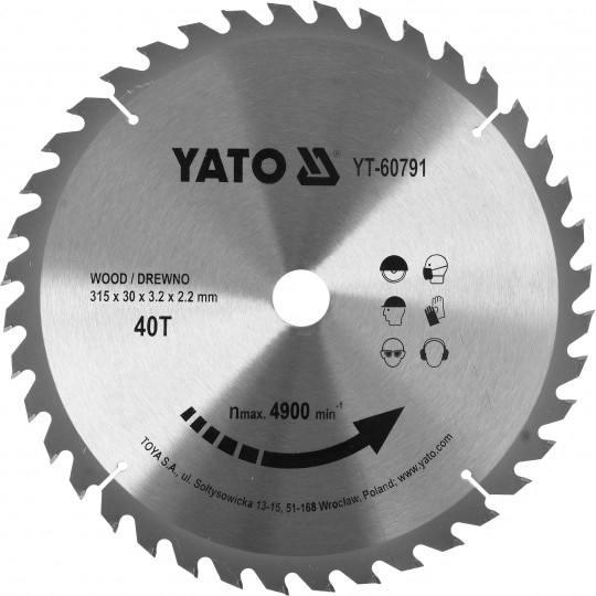 Disc circular pentru lemn Yato 315X40TX30mm