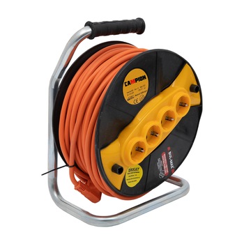 Prelungitor pe rola cu tambur Euro Campion, 20M 3X2.5, 2500W Prelungitor pe rola cu tambur Euro Campion, 20M 3X2.5, 2500W
