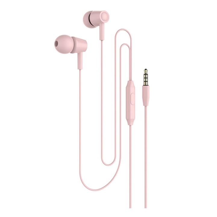 Casti Hoco cu fir, Universale, conector USB-C, In-Ear, Functii si Microfon, lungime 1.2m, Crystal Joy M101, Albe