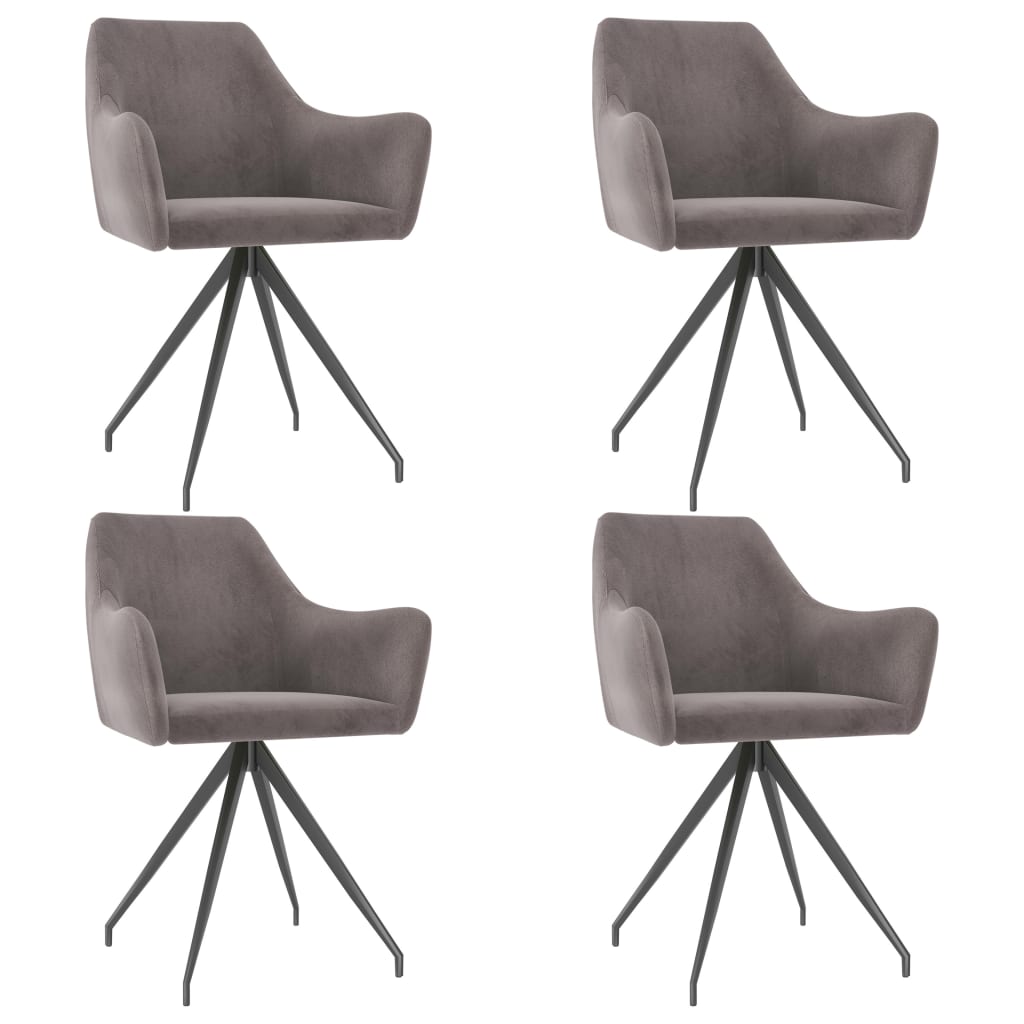 Set scaune de bucatarie, 4 buc, gri deschis, catifea 3058041