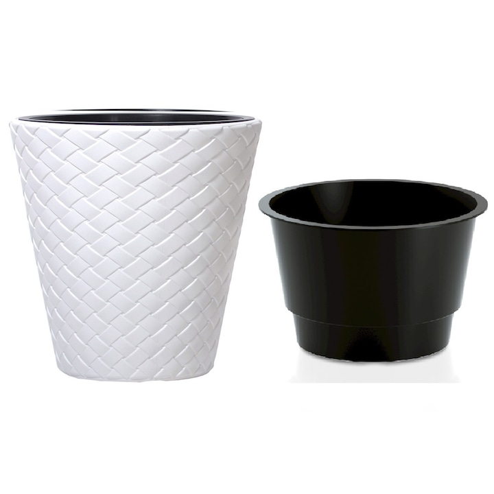Edény fehér Prosperplast MATUBA DBMT300 betéttel Ø = 30 cm, magasság = 35 cm