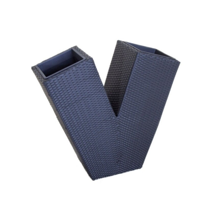 Ghiveci din metal/ plastic cu finisaj ratan sintetic, , patrat, negru, 88 x 32 x 82 cm