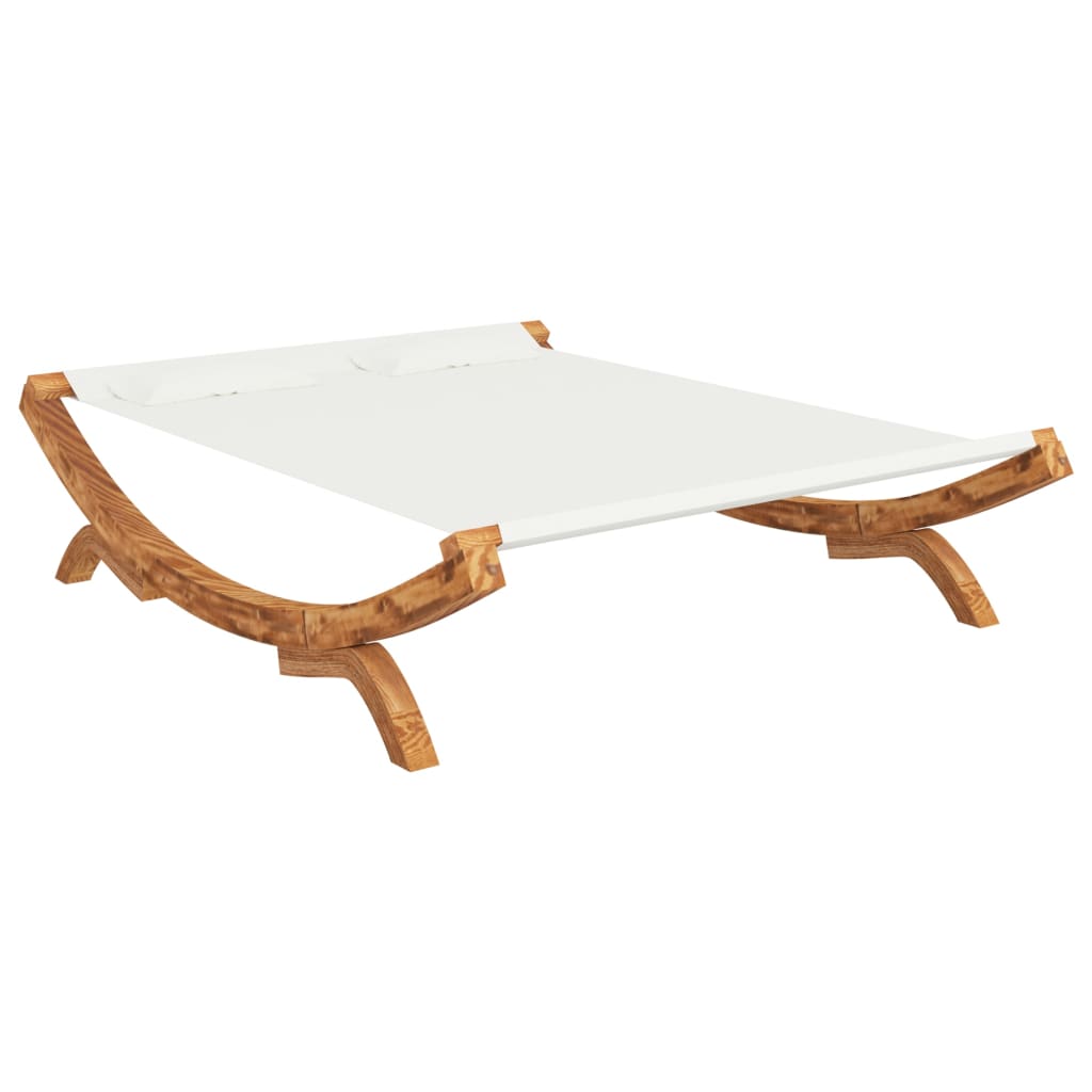 Pat de plaja, crem, 165x188,5x46 cm, lemn masiv molid