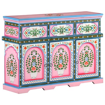 Comoda vopsita manual, vidaXL, Lemn de mango, 110 x 30 x 76 cm, Multicolor-nuante de roz Comoda vopsita manual, vidaXL, Lemn de mango, 110 x 30 x 76 cm, Multicolor-nuante de roz