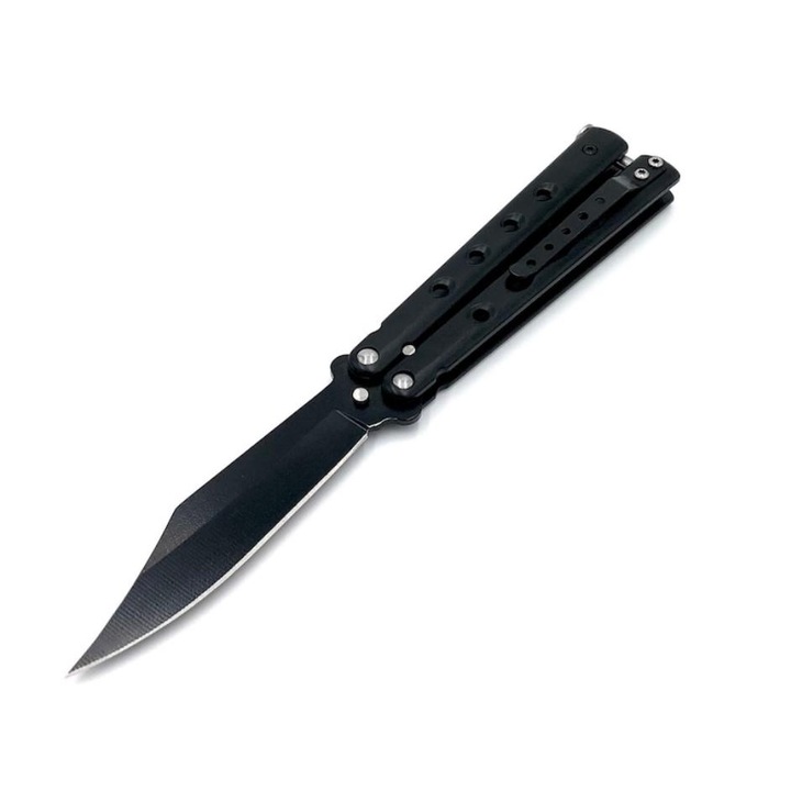 Briceag Butterfly Balisong Black Phantom, cu tais, 19 cm , negru
