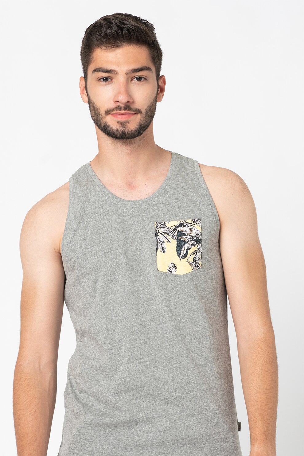 BLEND, Top cu buzunar aplicat, Gri melange