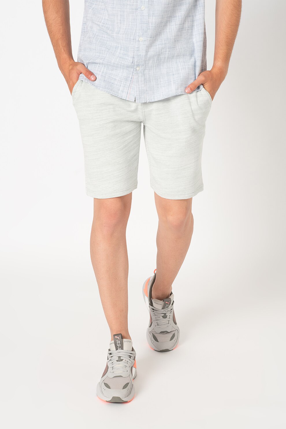 BLEND, Pantaloni scurti cu snur, Verde melange
