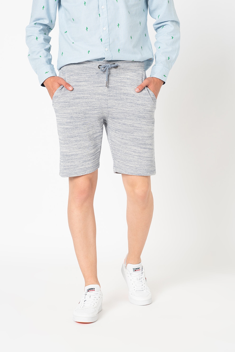 BLEND, Pantaloni scurti cu snur, Albastru melange