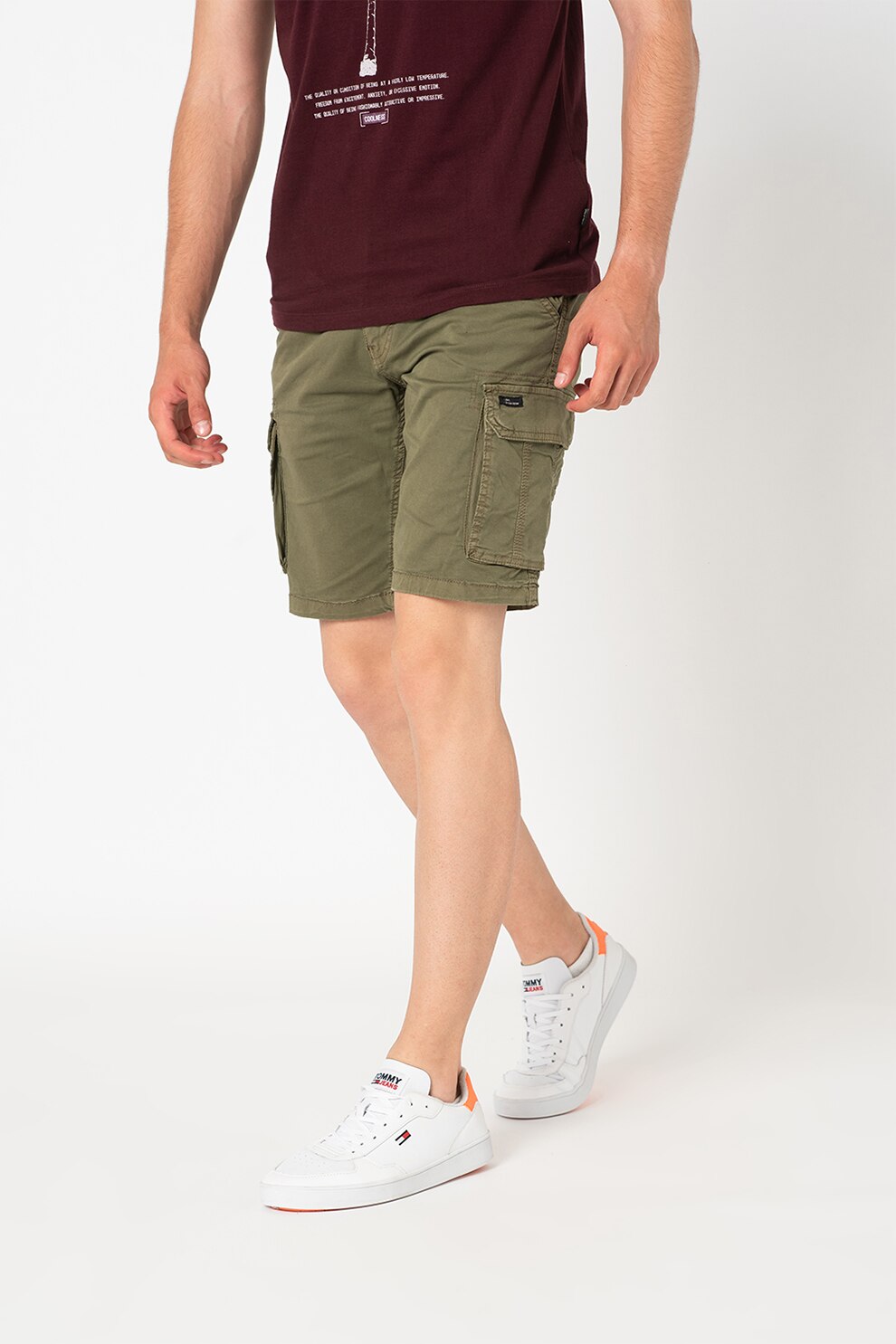 BLEND, Pantaloni cargo scurti, Verde militar