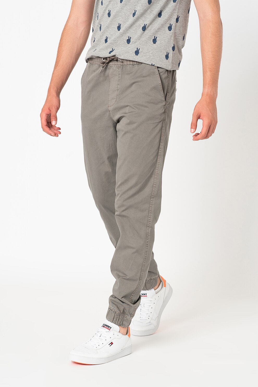 BLEND, Pantaloni cu snur in talie, Gri