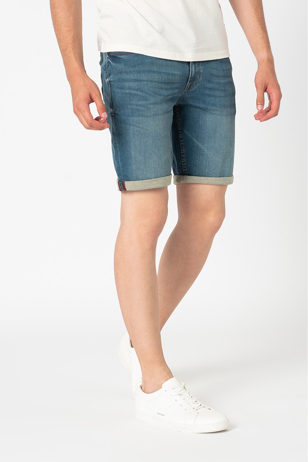 BLEND, Bermude de denim slim fit Twister, Albastru deschis