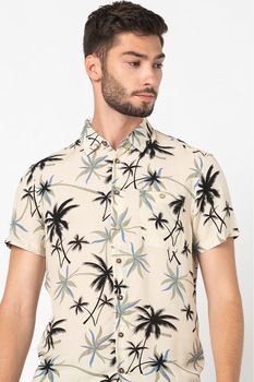 BLEND, Camasa cu imprimeu si buzunar pe piept, Maro inchis/verde/negru BLEND, Camasa cu imprimeu si buzunar pe piept, Maro inchis/verde/negru