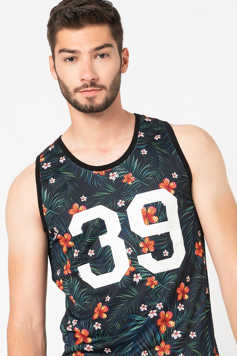 BLEND, Top cu imprimeu floral, Verde/Albastru/Rosu
