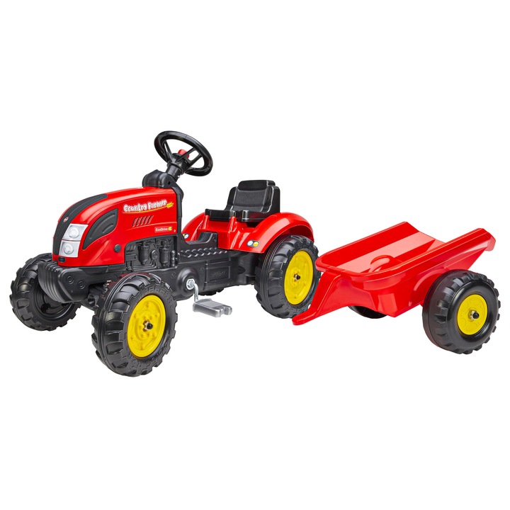 Tractor cu pedale si remorca pentru copii, Falk, Rosu, 2058L