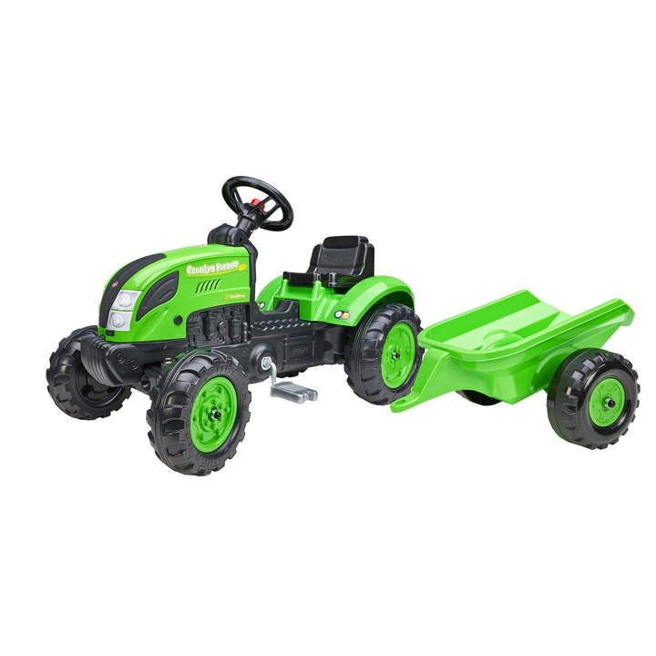 Детски трактор с ремарке Falquet, Зелен, 2057L