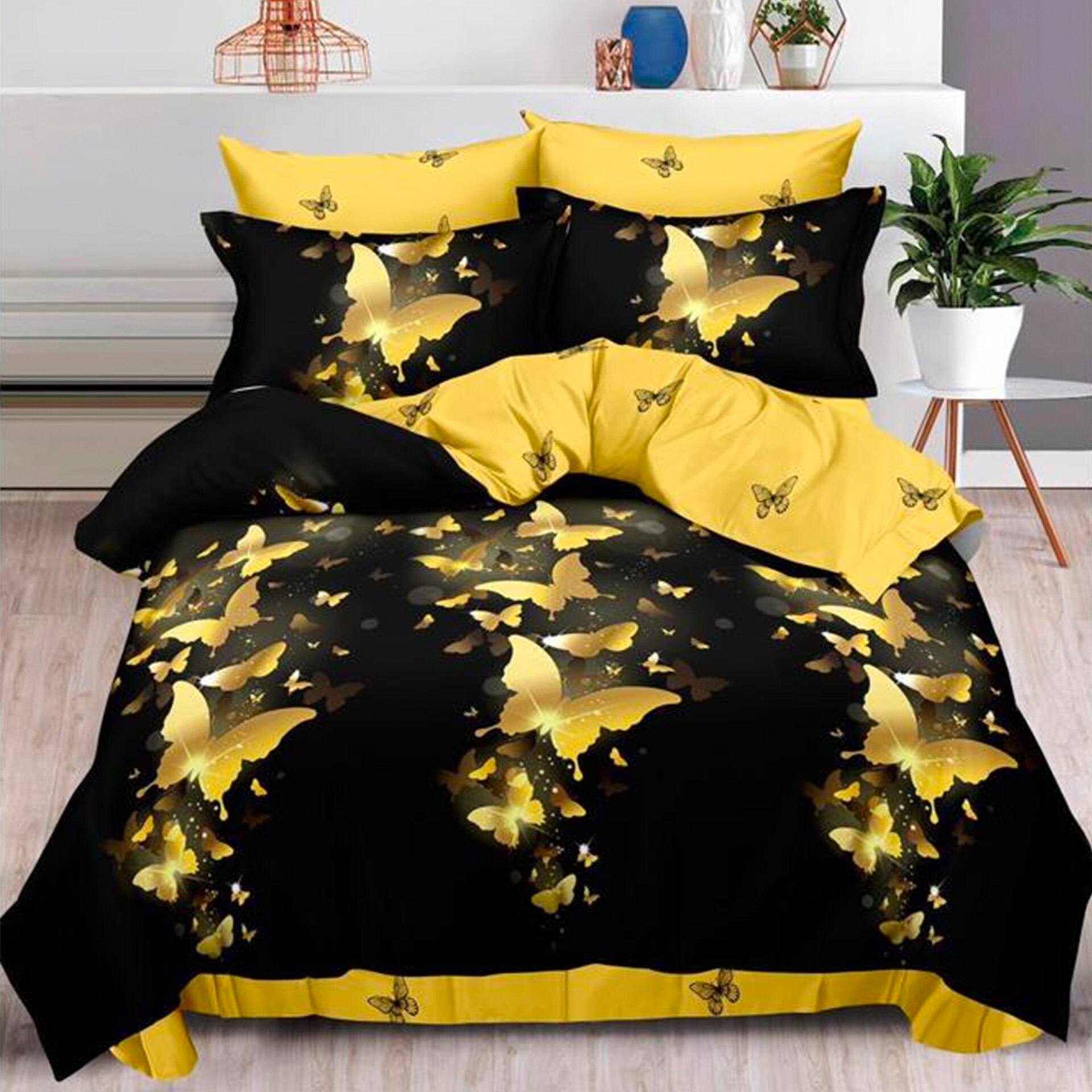 Lenjerie de pat , Pucioasa, Bumbac Finet cu Elastic, 6 piese, 2 Persoane, 373/C, 200 x 230cm