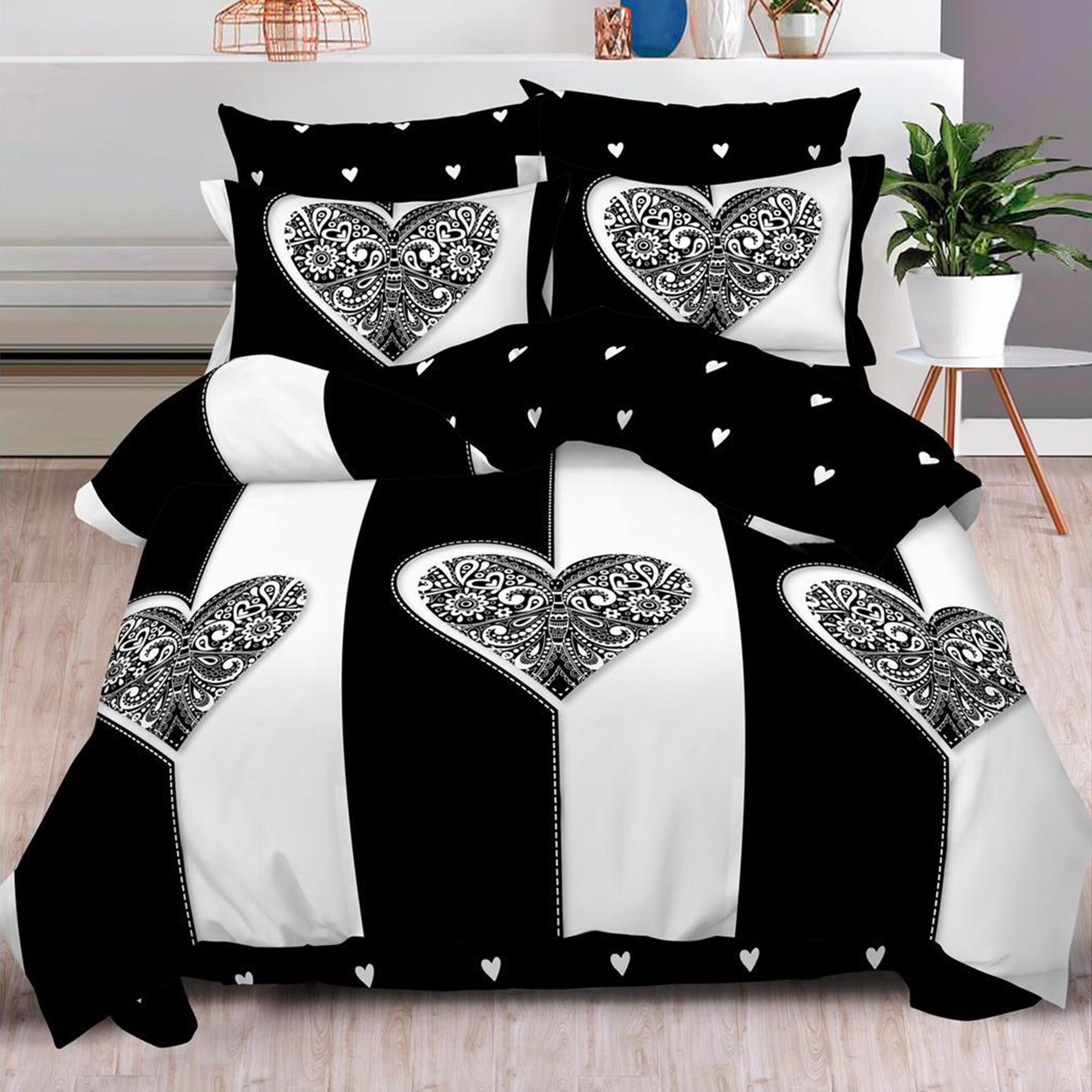 Lenjerie de pat, Pucioasa, Bumbac Finet cu Elastic, 6 piese, 2 Persoane, 372/C, 200 x 230cm