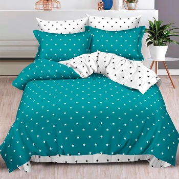 Lenjerie de pat, Pucioasa, Bumbac Finet cu Elastic, 6 piese, 2 Persoane, 369/C, 200 x 230cm Lenjerie de pat, Pucioasa, Bumbac Finet cu Elastic, 6 piese, 2 Persoane, 369/C, 200 x 230cm