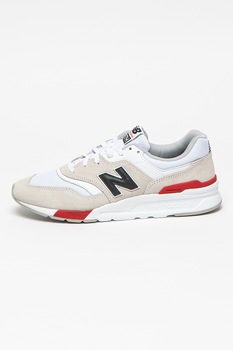 New Balance, Pantofi sport de piele intoarsa cu insertii de plasa 997, Alb/Rosu New Balance, Pantofi sport de piele intoarsa cu insertii de plasa 997, Alb/Rosu