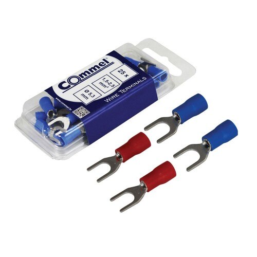 Set 25 terminale tip furca, 0.5 - 1.5 mm², 4.3 mm, Commel, 524333