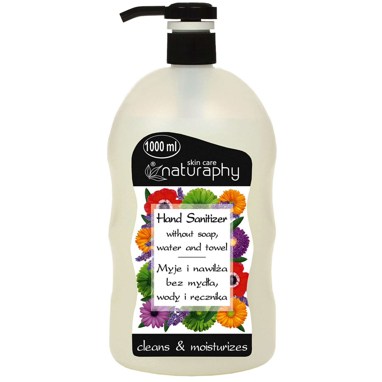 Gel igenizant pentru maini Naturaphy, efect antibacterian, contine ProVitamina B5, 1000ml