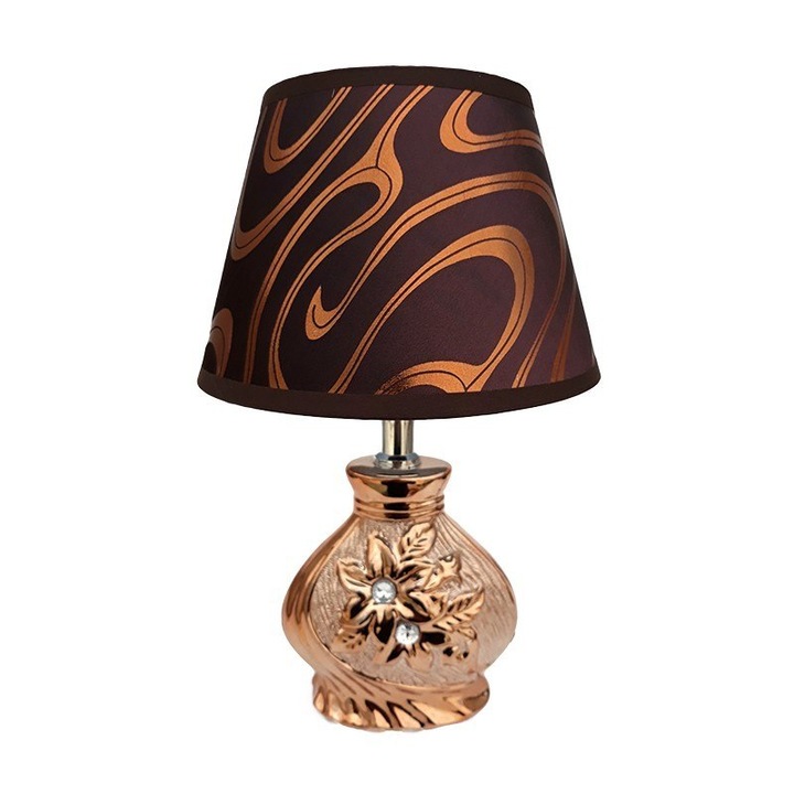 Veioza cu flori si pietre aplicate, 28 cm, soclu E14, 40W, 1006G