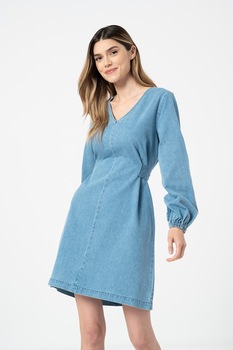 ICHI, Rochie de denim cu decolteu in V Madie, Albastru prafuit ICHI, Rochie de denim cu decolteu in V Madie, Albastru prafuit
