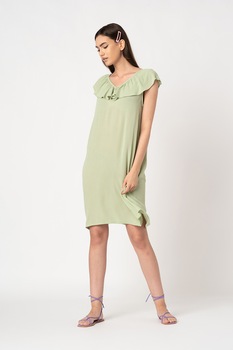 ICHI, Rochie midi cu decolteu en-coeur Marrakech, Verde menta ICHI, Rochie midi cu decolteu en-coeur Marrakech, Verde menta
