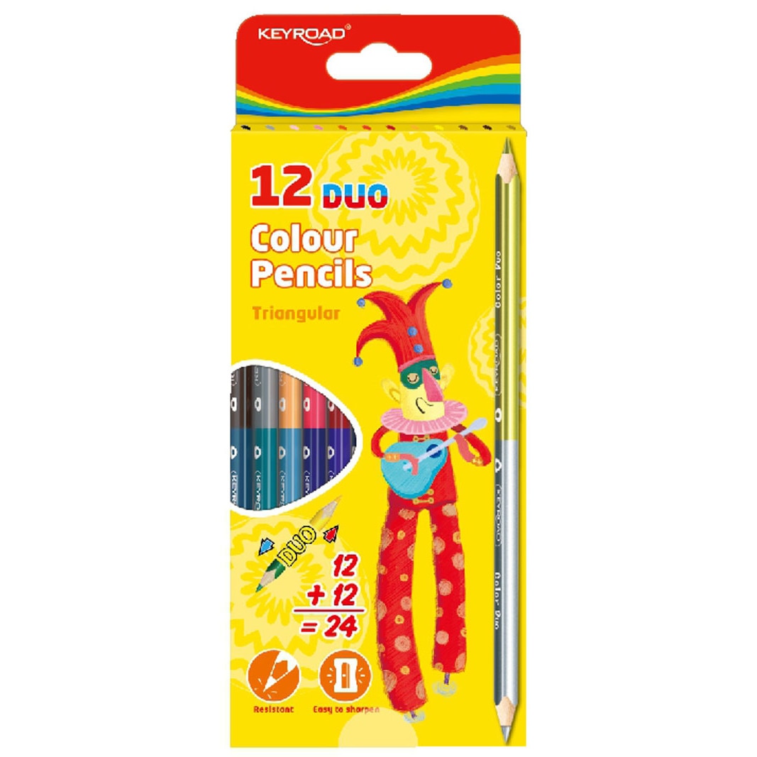 Creioane lungi 12 culori KEYROAD Duo, 2 capete, KR971281