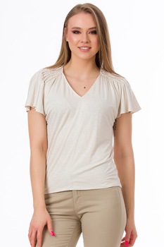 Sense, Tricou cu decolteu in V, Bej Sense, Tricou cu decolteu in V, Bej