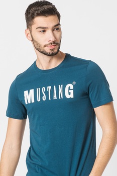 Mustang - Alex kerek nyakú logós póló, Sötétkék/Fehér