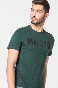 Mustang - Alex kerek nyakú logós póló, Zöld/Fekete