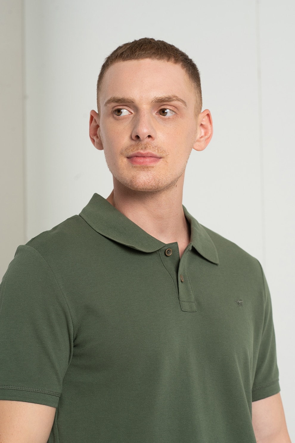 Mustang, Tricou polo din bumbac si material pique Pablo, Verde feriga