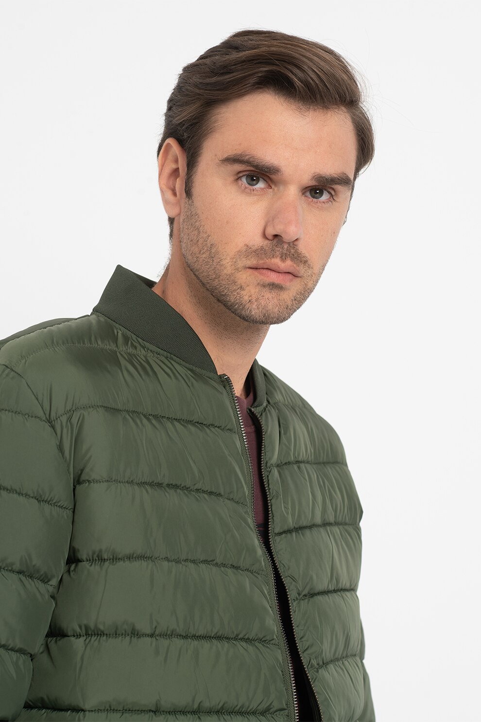 Mustang, Geaca cu vatelina subtire si aspect matlasat Daniel, Verde feriga