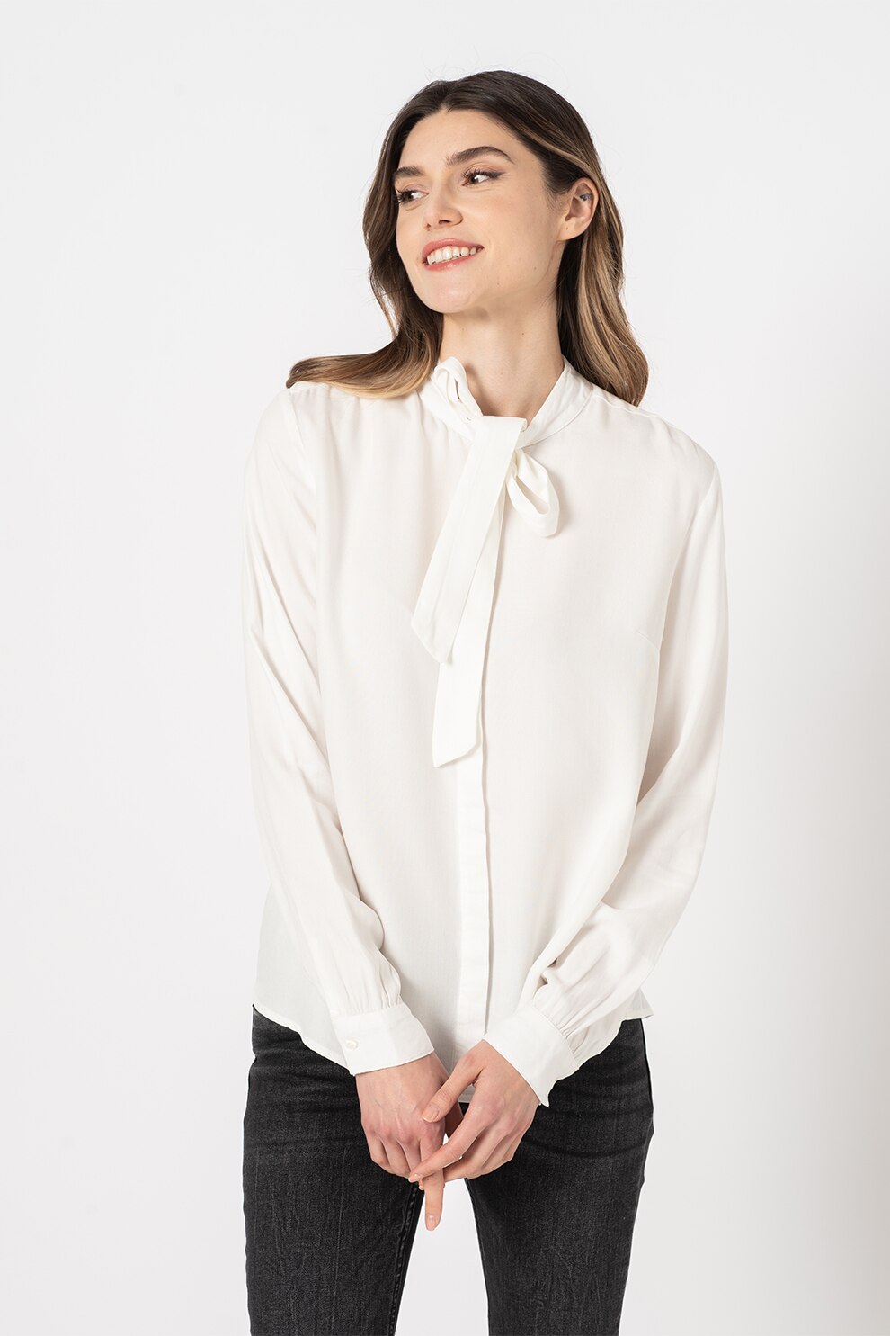 Mustang, Camasa vaporoasa cu funda din panglici Elisa, Alb