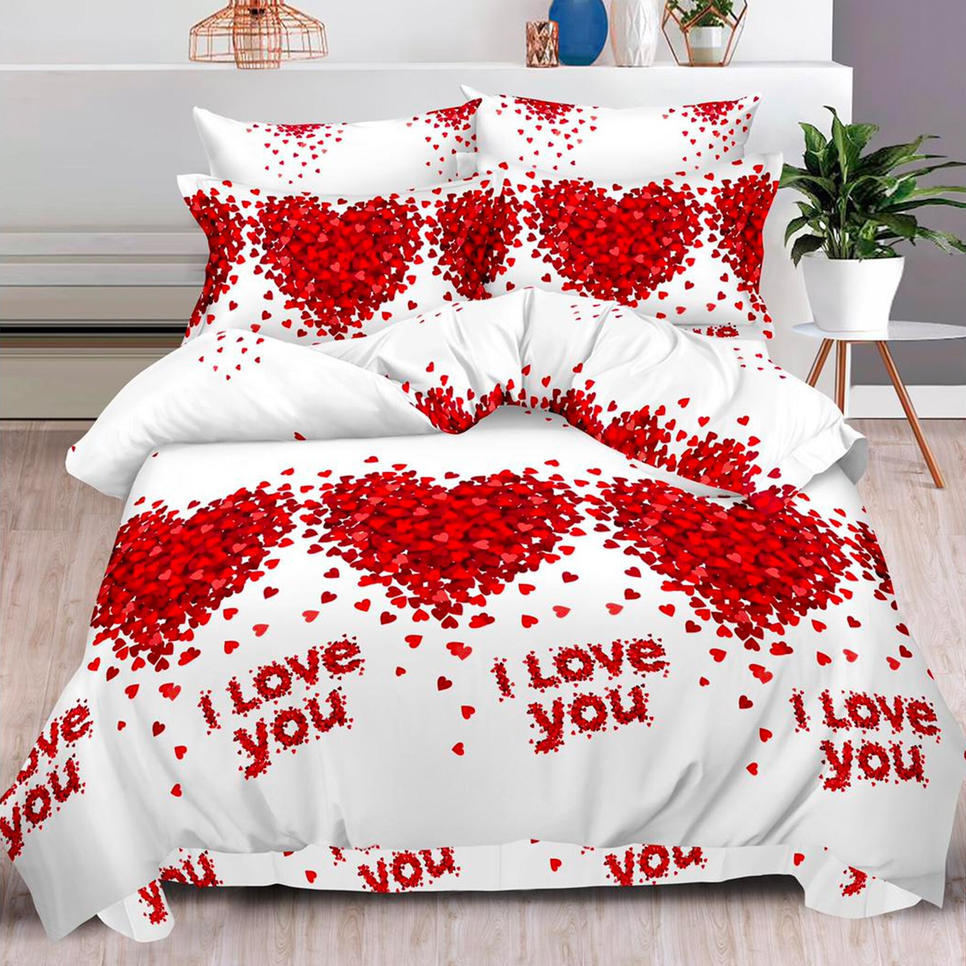 Lenjerie de pat, Pucioasa, Bumbac Finet cu Elastic, 6 piese, 2 Persoane, 872/C, 200 x 230cm